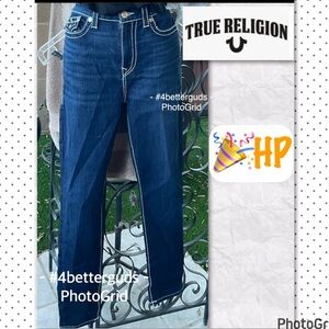NEW True Religion Halle Mid-High Rise Super Skinny Pockets w Flaps Dark Jeans 33